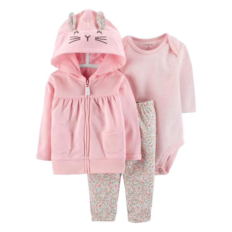 Дитячий комплект (толстовка+боді+штани) для дівчинки Carters 103901 61-69 см Рожевий