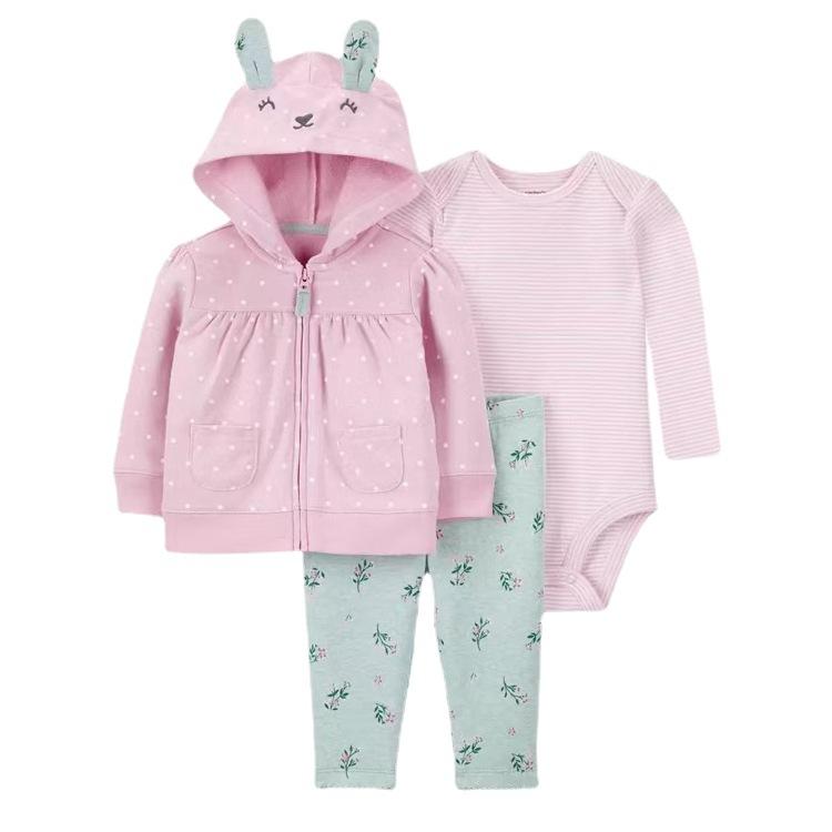 Дитячий комплект (толстовка+боді+штани) для дівчинки Carters 103995 76-81 см Різнобарвний