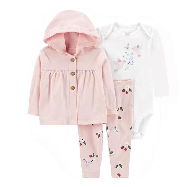 Дитячий комплект (толстовка+боді+штани) для дівчинки Carters 109166 69-72 см Рожевий