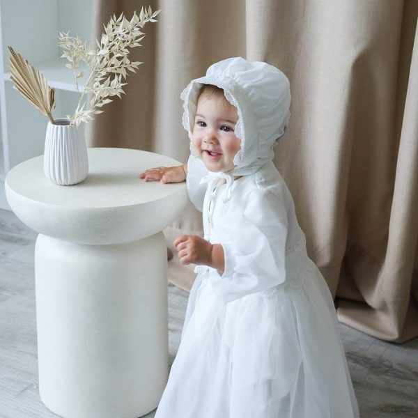 Комплект для хрещення (чоловічок + шапочка) для дівчинки MagBaby Viola 62 см Молочний 133500