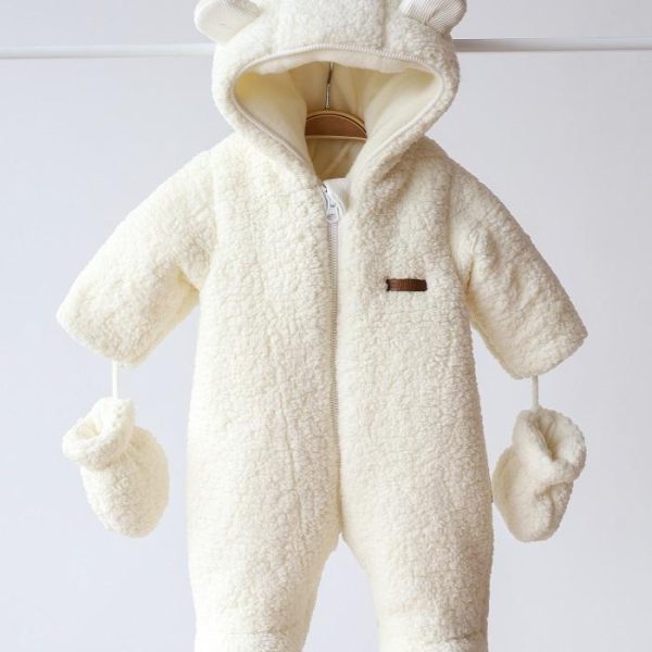 Суцільний комбінезон дитячий зимовий для новонароджених MagBaby Teddy 112353 68 см Молочний
