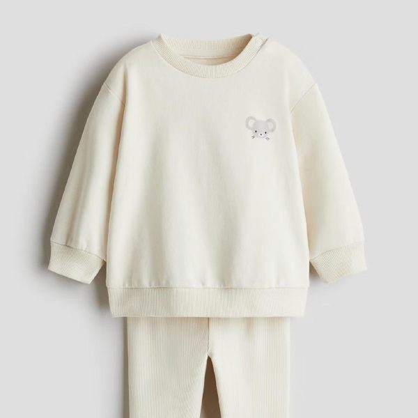 Дитячий трикотажний комплект H&M  світшот та легінси  Молочний 68 см 1170051 (4821000358818)