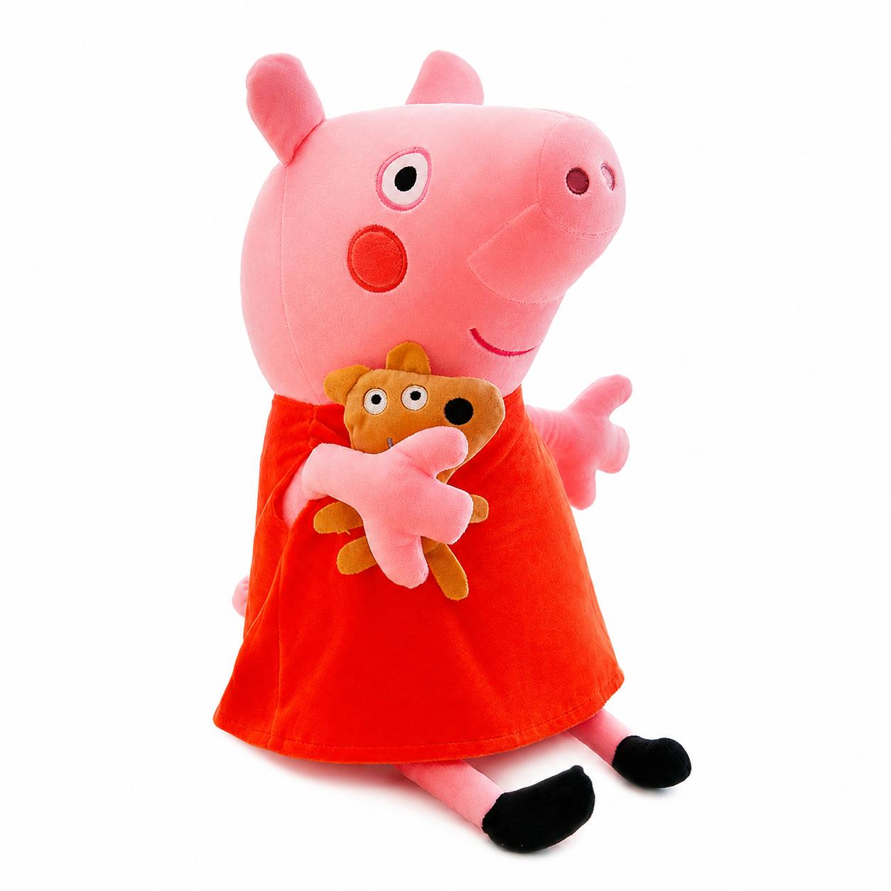 М'яка іграшка Свинка Пеппа з ведмедиком, Peppa із родини Пеппа 30 см 52423