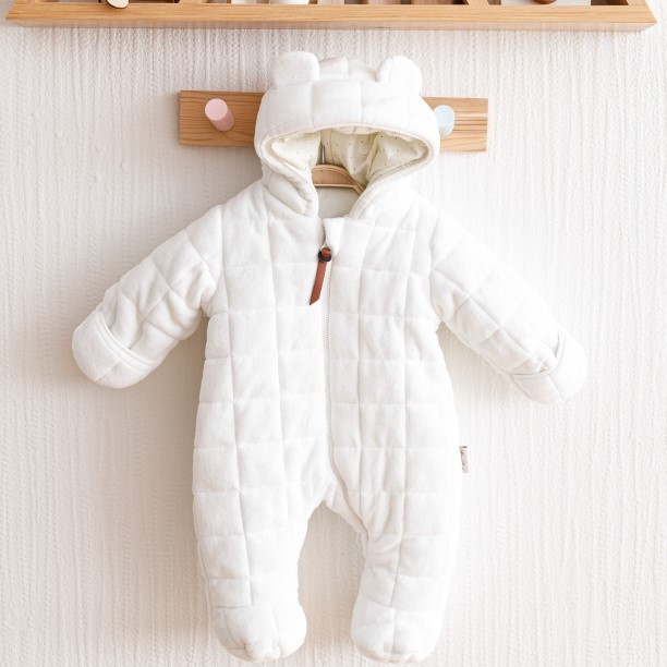 Демисезонный комбинезон велюровый MagBaby Tessera,74см(6-9мес.),белый