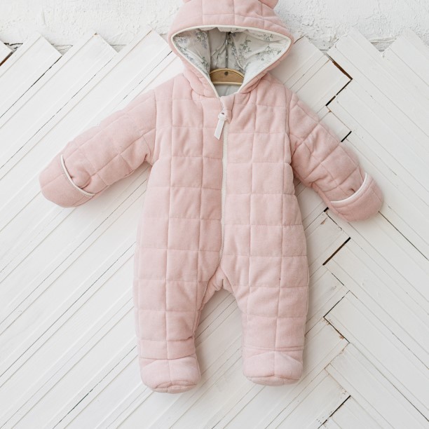Демисезонный комбинезон велюровый MagBaby Tessera,80см(9-12мес.),розовый