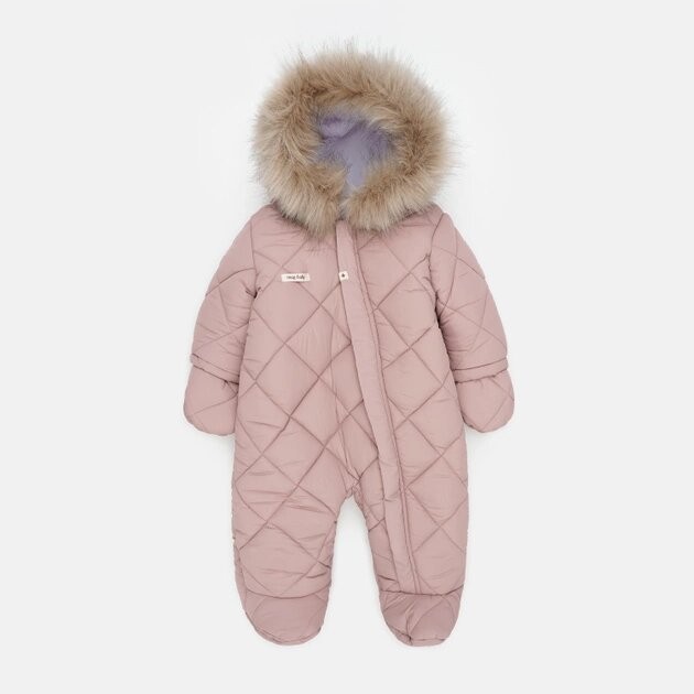 Суцільний комбінезон дитячий зимовий для новонароджених MagBaby Pooh 80 см Пудровий