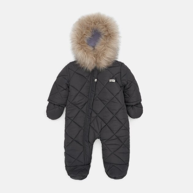 Суцільний комбінезон дитячий зимовий для новонароджених MagBaby Pooh 80 см  Графітовий