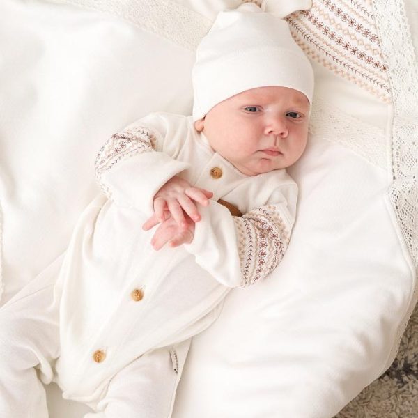 Крижма, чоловічок  з шапочкою з вишивкою MagBaby Field 62 см 0-3 міс. Молочний