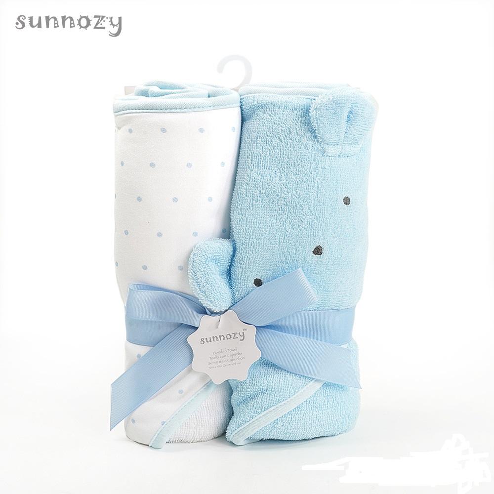 Дитячий рушник куточок з капюшоном набір 2шт Sunnozy арт 9742 75*75 см Блакитний